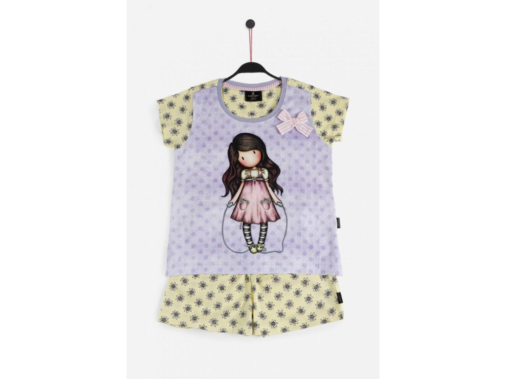 PIJAMA INFANTIL MANGA CORTA GORJUSS CON LUNARES Y LACITO