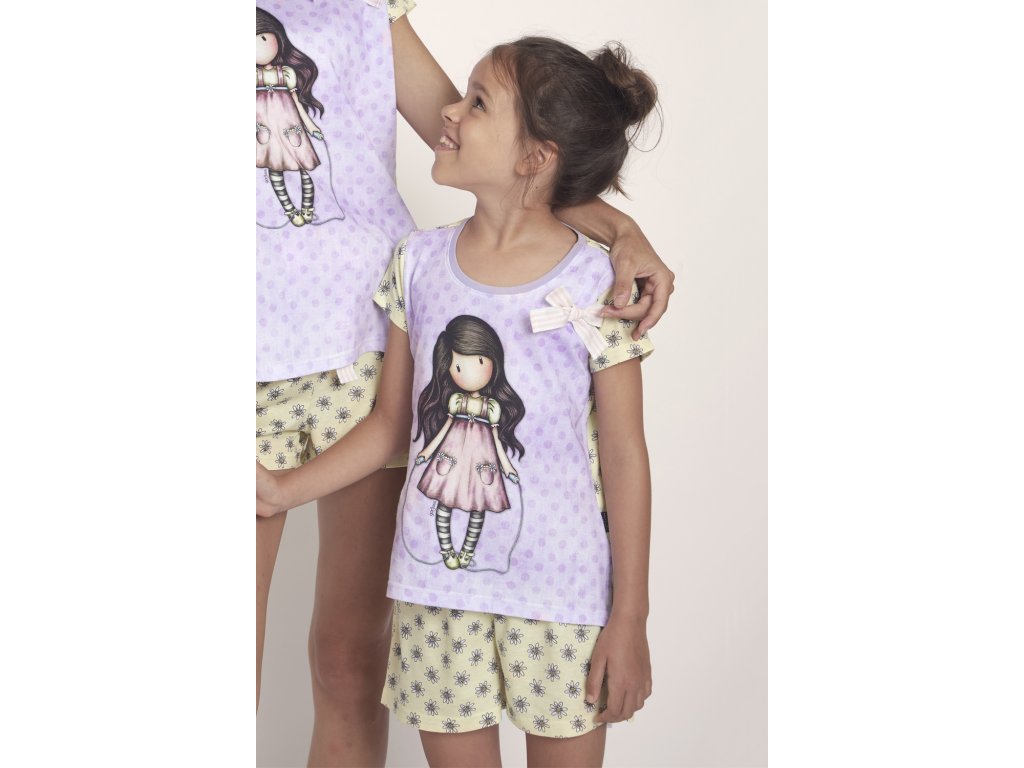 PIJAMA INFANTIL MANGA CORTA GORJUSS CON LUNARES Y LACITO