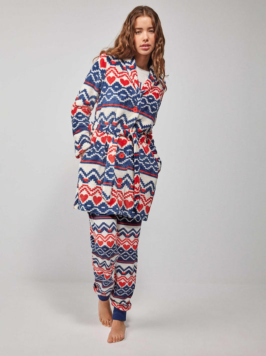 BATA MUJER ESTAMPADA TEJIDO POLAR