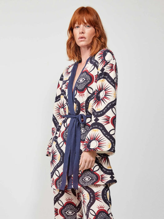 BATA MUJER LARGA ESTAMPADO ORIENTAL