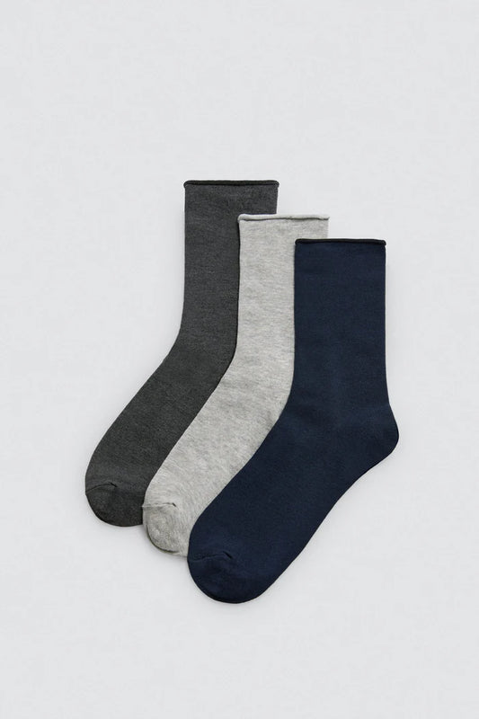 PACK-3 CALCETINES ALTOS BAMBU SIN PUÑO