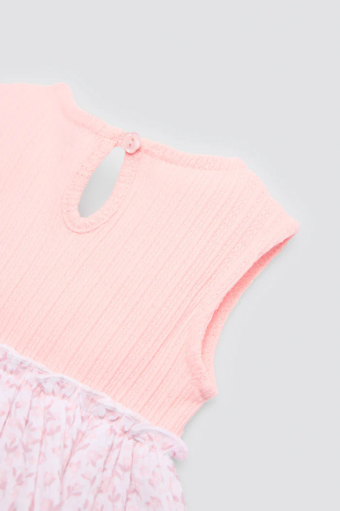VESTIDO BEBÉ NIÑA SIN MANGAS FLORAL ROSE PRINT