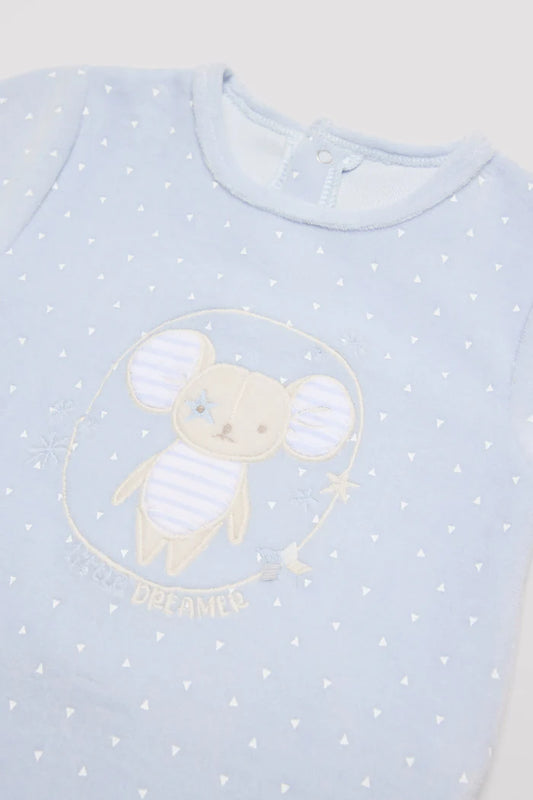 PELELE BEBÉ MANGA LARGA RATONCITO AZUL