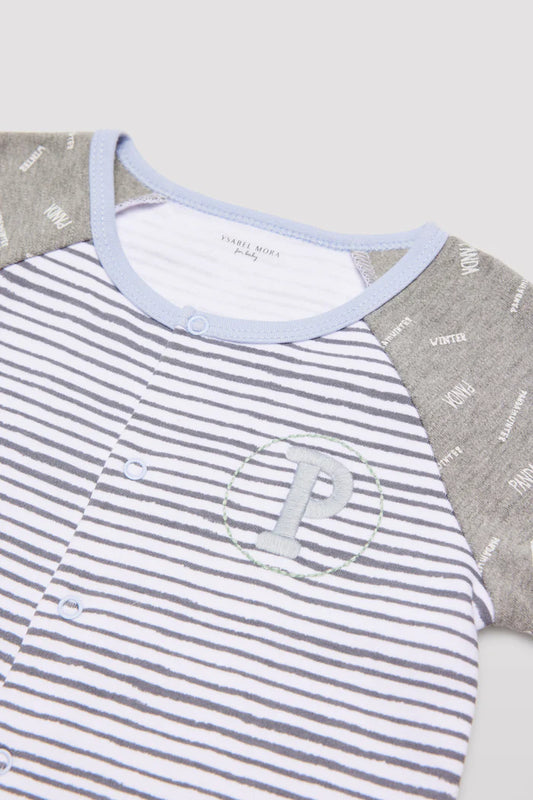 PELELE MANGA LARGA BEBÉ RAYAS GRIS