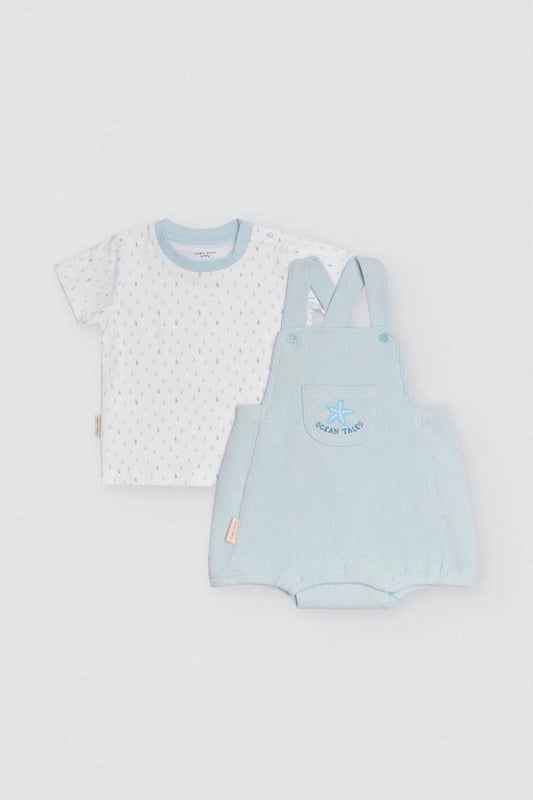 CONJUNTO DE BEBÉ CAMISETA Y PETO OCEAN TALES