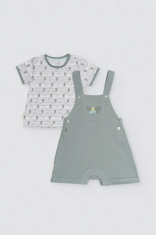 CONJUNTO BEBÉ PETO Y CAMISETA CORTA COCODRILO