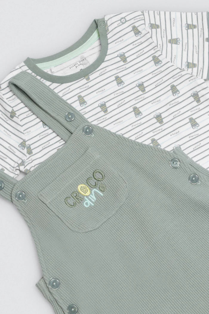 CONJUNTO BEBÉ PETO Y CAMISETA CORTA COCODRILO