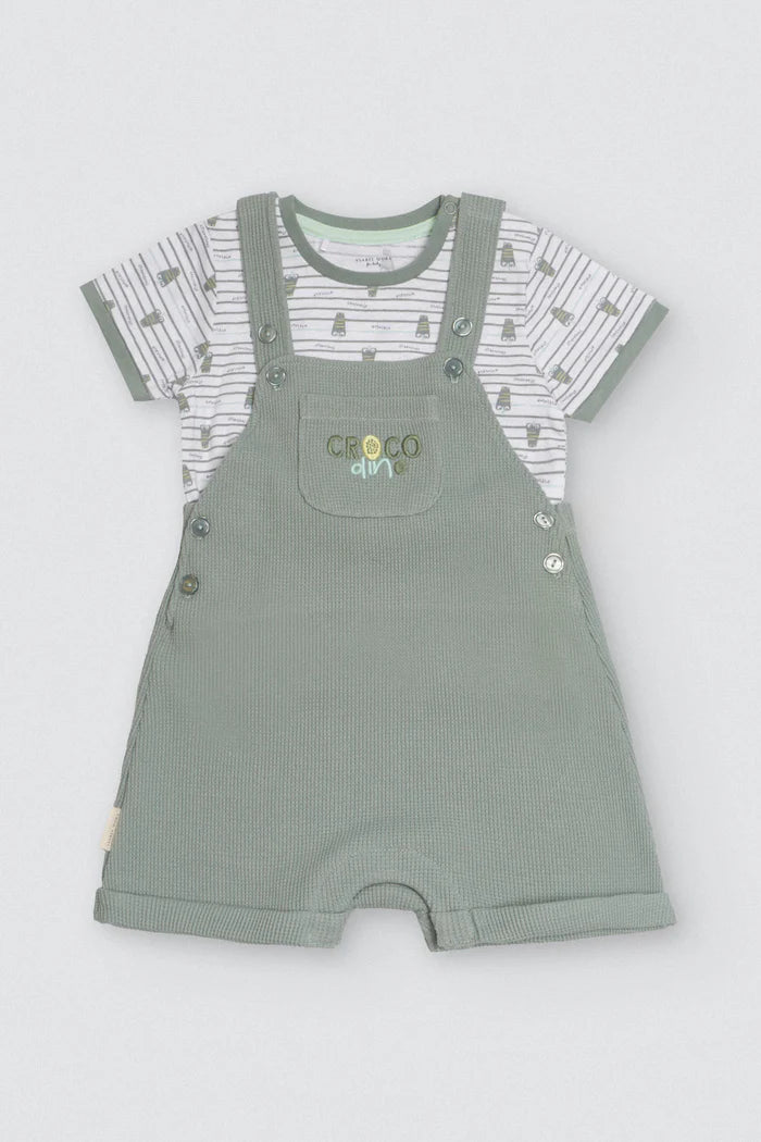 CONJUNTO BEBÉ PETO Y CAMISETA CORTA COCODRILO