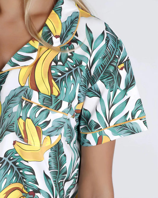 PIJAMA MANGA CORTA ESTAMPADO TROPICAL