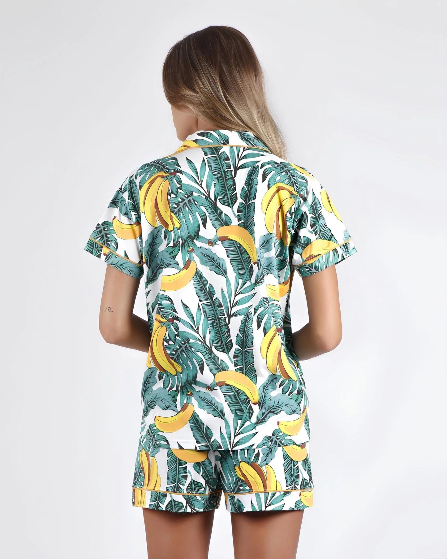 PIJAMA MANGA CORTA ESTAMPADO TROPICAL