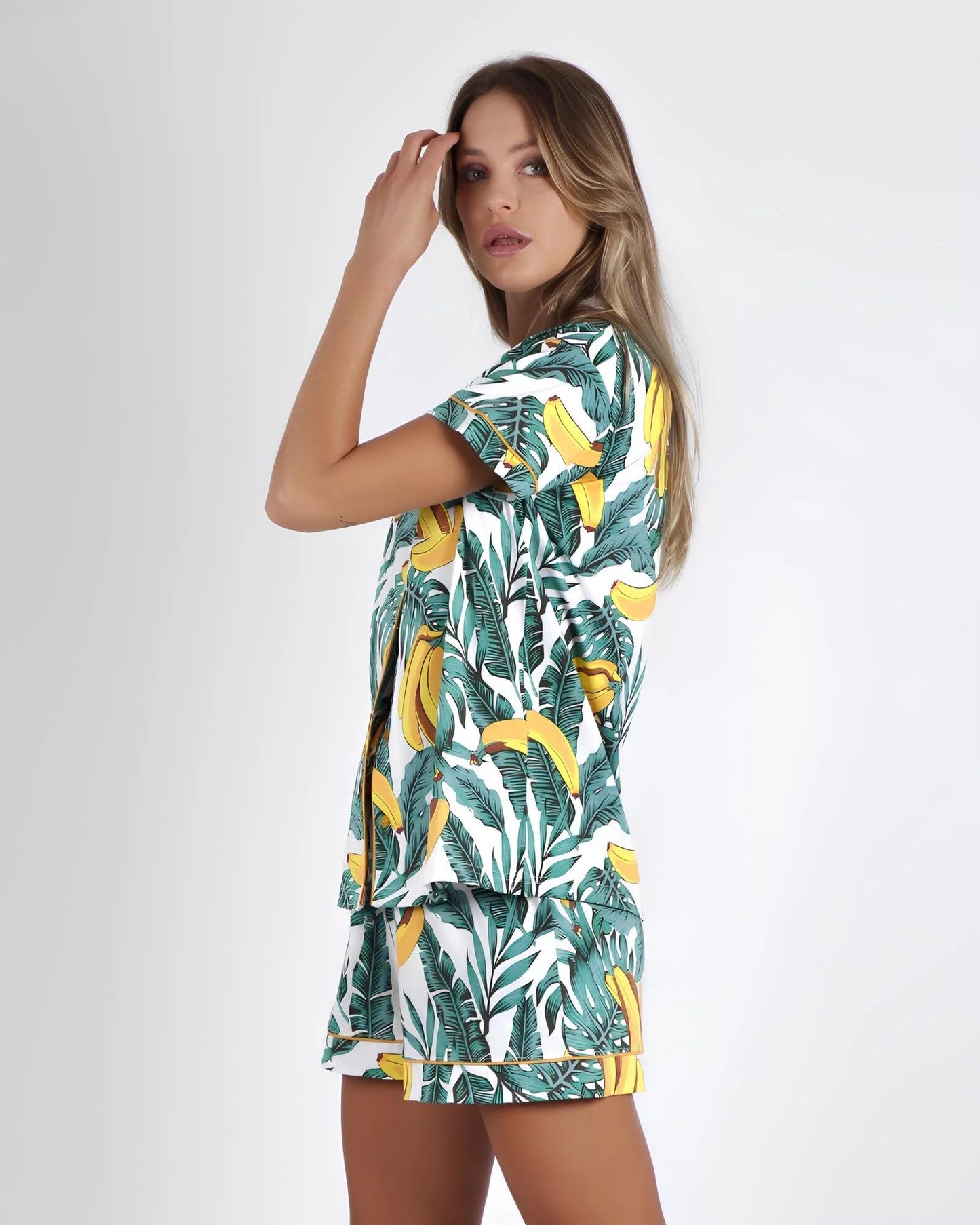 PIJAMA MANGA CORTA ESTAMPADO TROPICAL