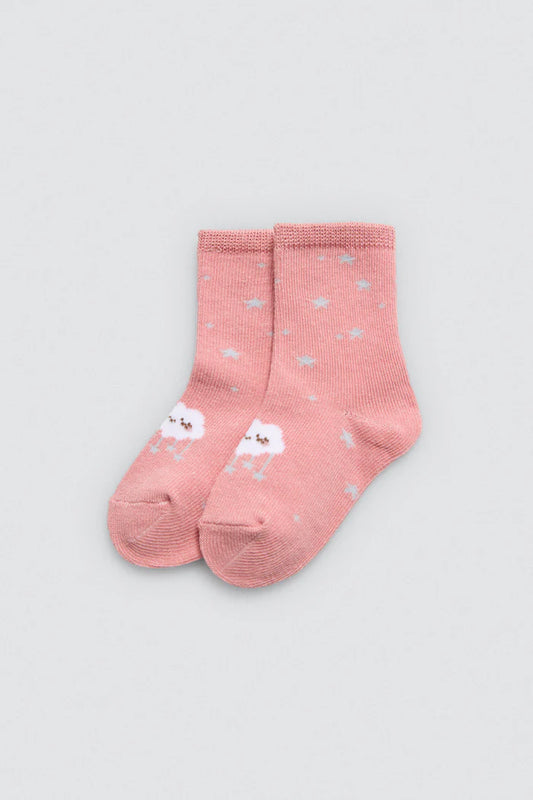 PACK-2 CALCETINES DE BEBE A MEDIA CAÑA ESTRELLAS Y ARCOIRIS