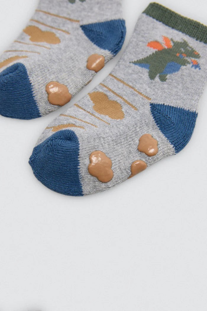 PACK-2 CALCETINES DE BEBE TERMICOS DINOSAURUS