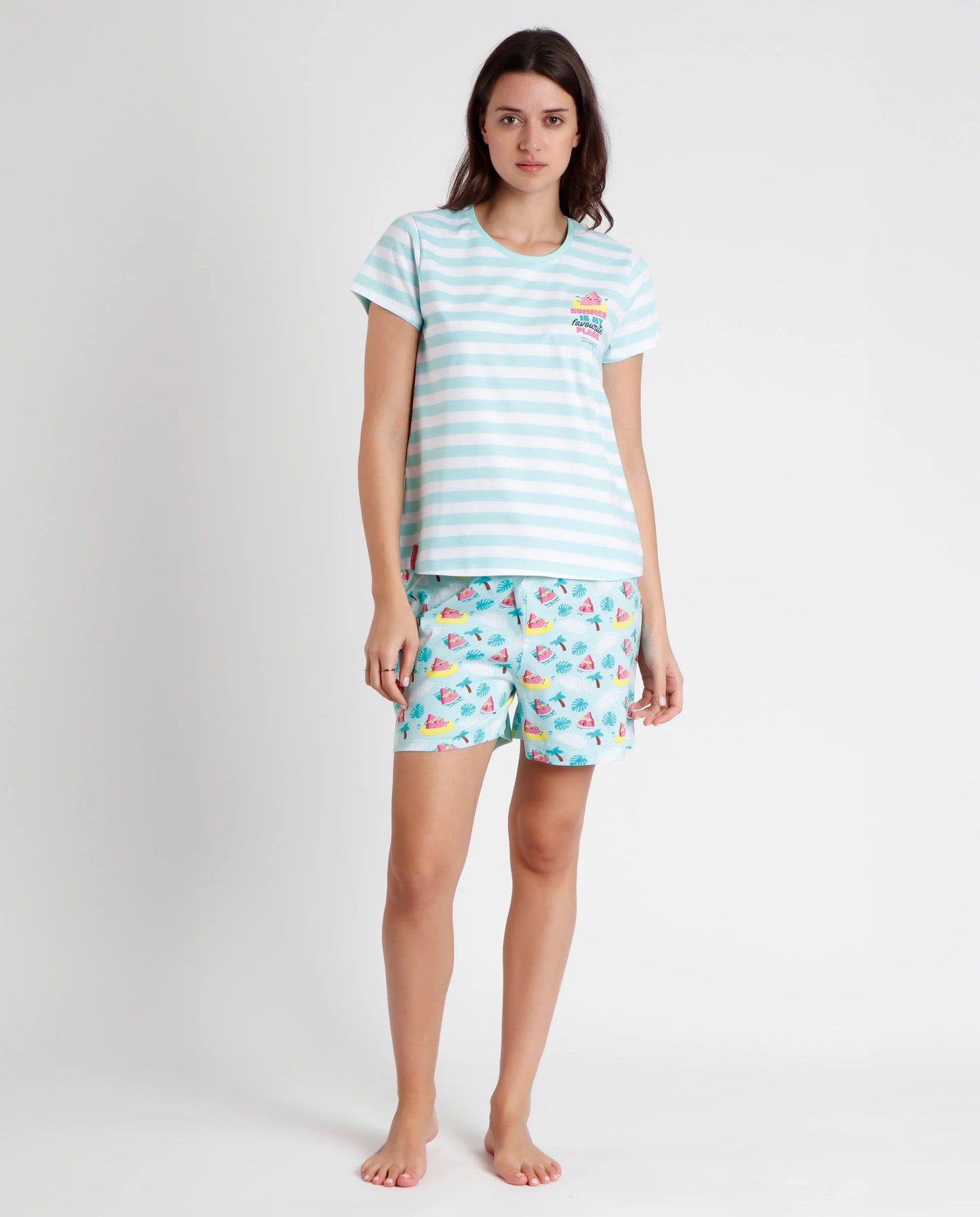 PIJAMA MANGA CORTA SANDIA A RAYAS