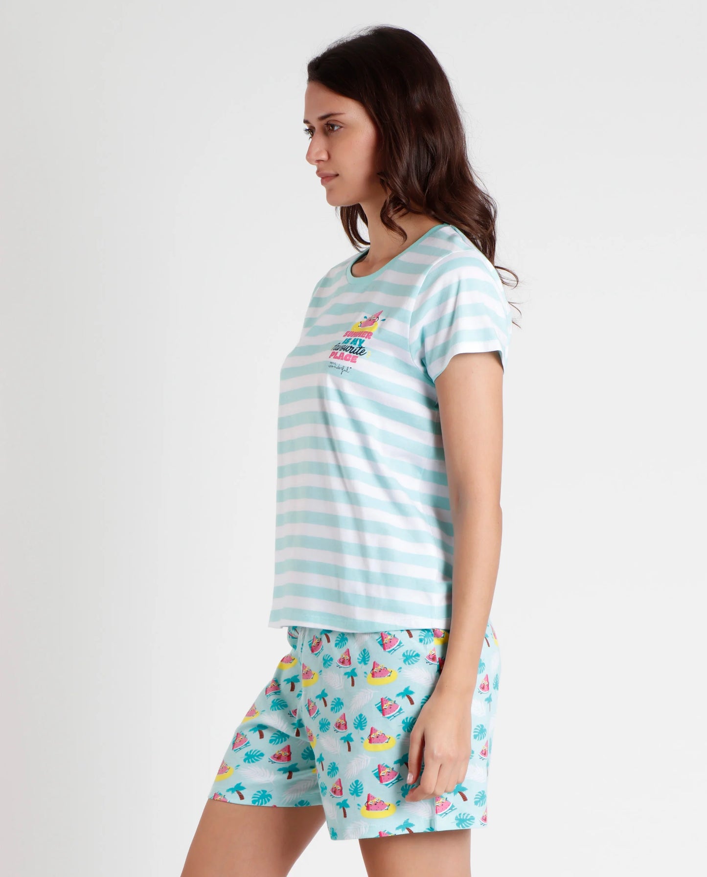PIJAMA MANGA CORTA SANDIA A RAYAS