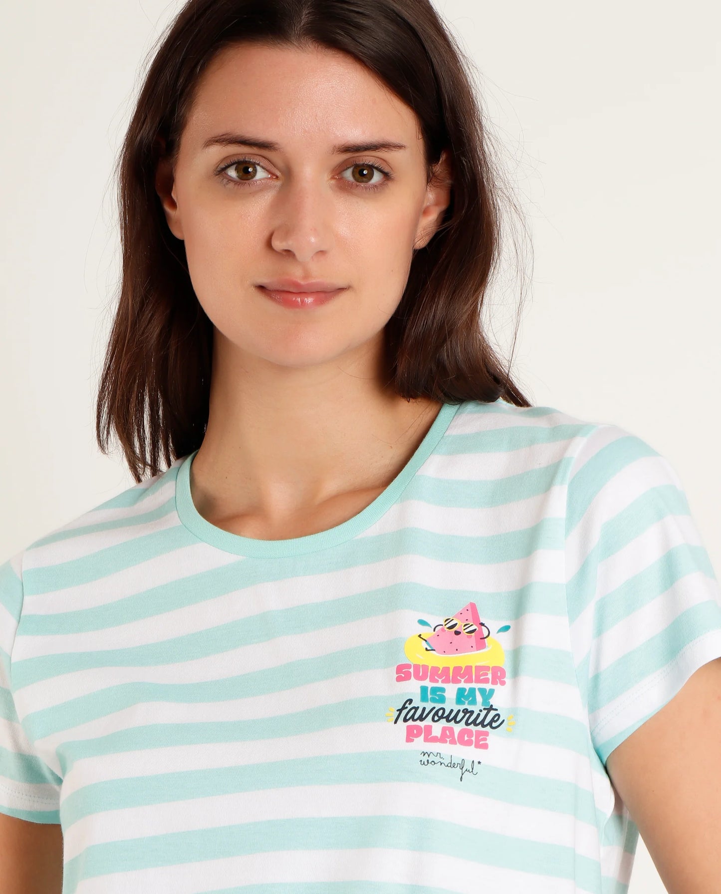 PIJAMA MANGA CORTA SANDIA A RAYAS