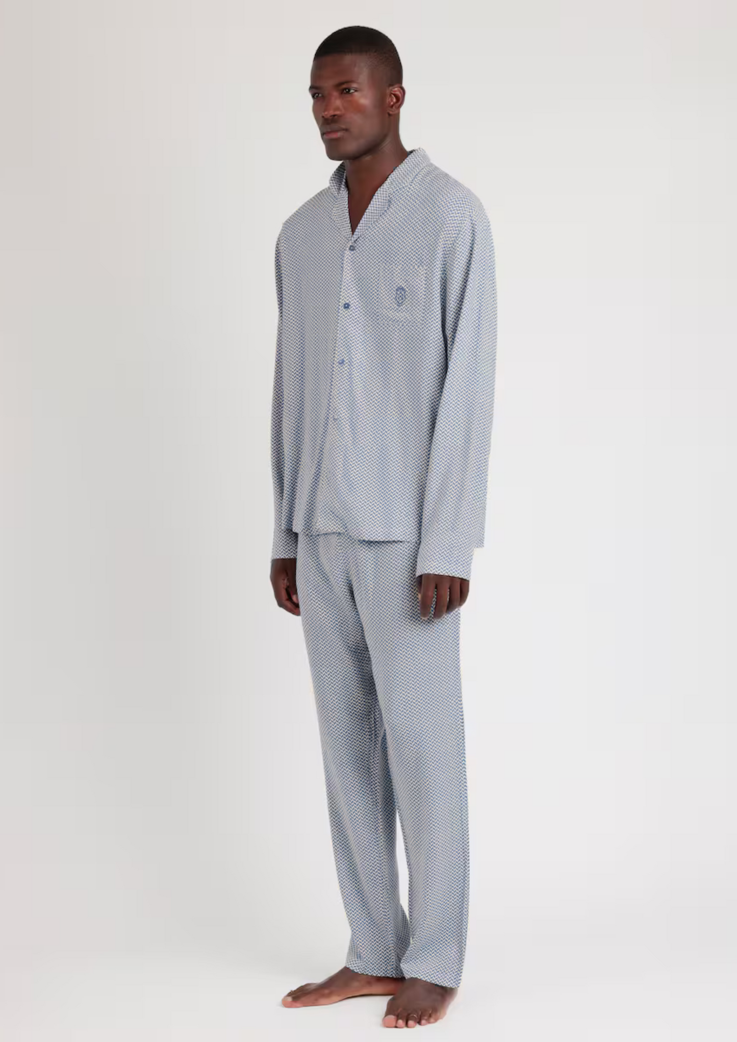 PIJAMA MANGA LARGA ABIERTO CLASSIC BLUE