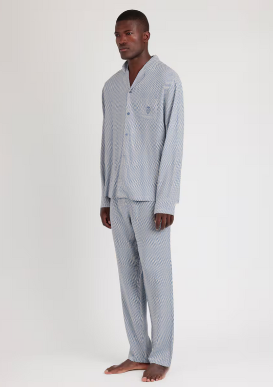 PIJAMA MANGA LARGA ABIERTO CLASSIC BLUE
