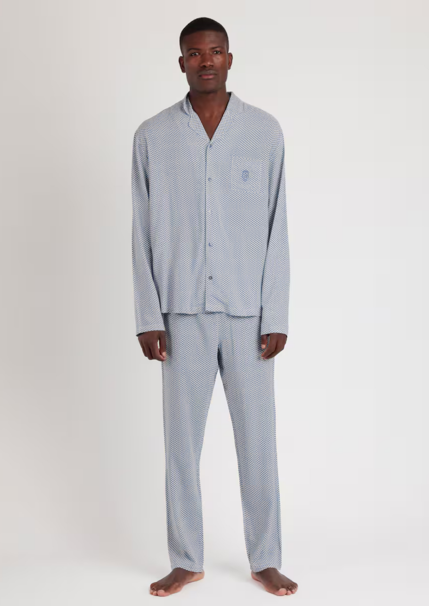 PIJAMA MANGA LARGA ABIERTO CLASSIC BLUE