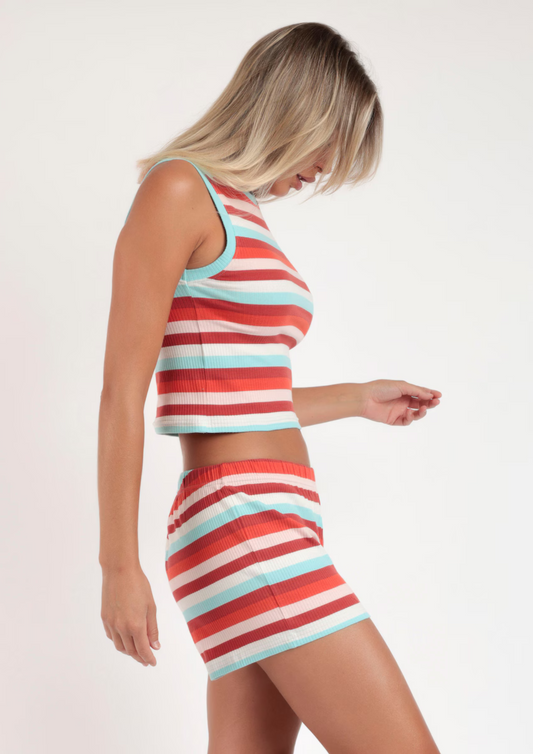 PIJAMA CORTO DE TIRANTES CANALÉ DESAGUJADO