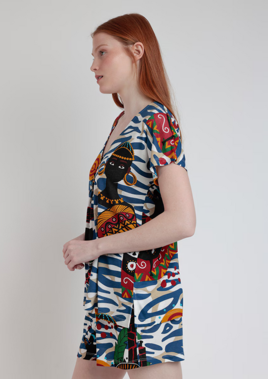 PIJAMA MANGA CORTA ESTAMPADO AFRICANO