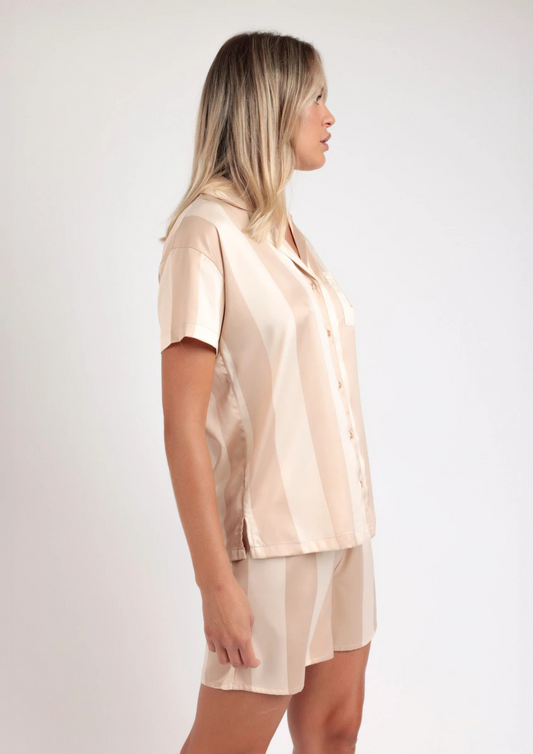 PIJAMA MANGA CORTA SATÉN ORO