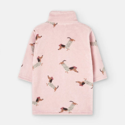 BATA DE NIÑA PERRITOS EN TEJIDO CORALINA AFELPADA