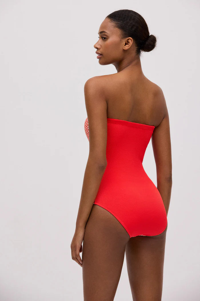 BAÑADOR BANDEAU ESTAMPADO PIQUÉ