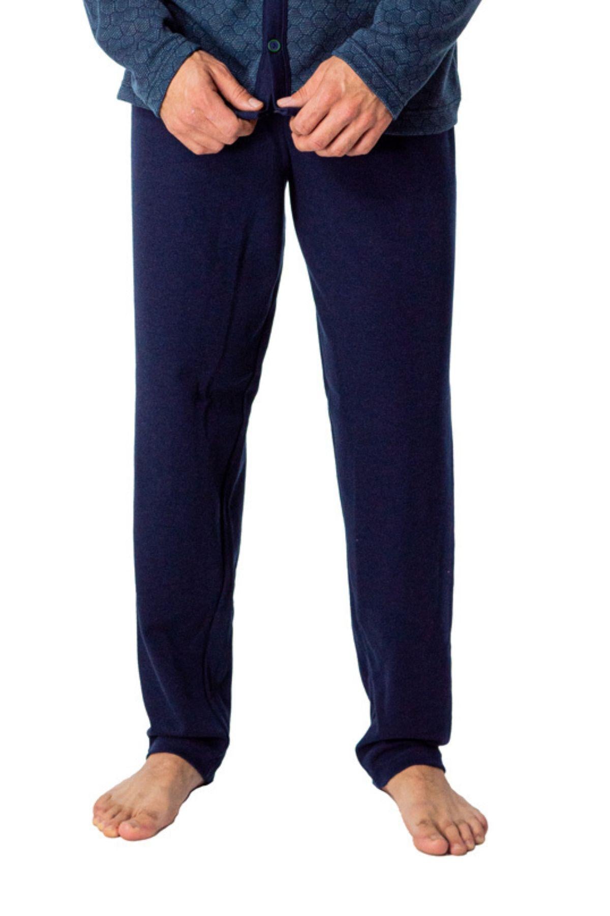 PIJAMA MANGA LARGA HOMBRE HEXAGON NAVY DESIGN