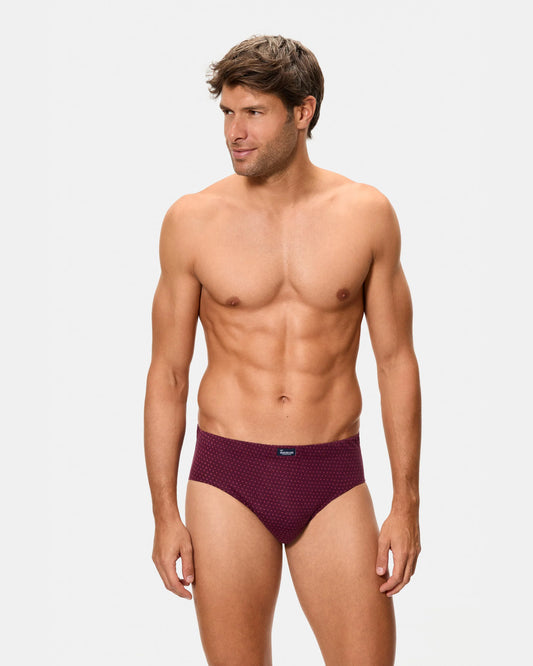 PACK-3 SLIPS SEMICORTOS ALGODON 080 MIX AZUL VINO