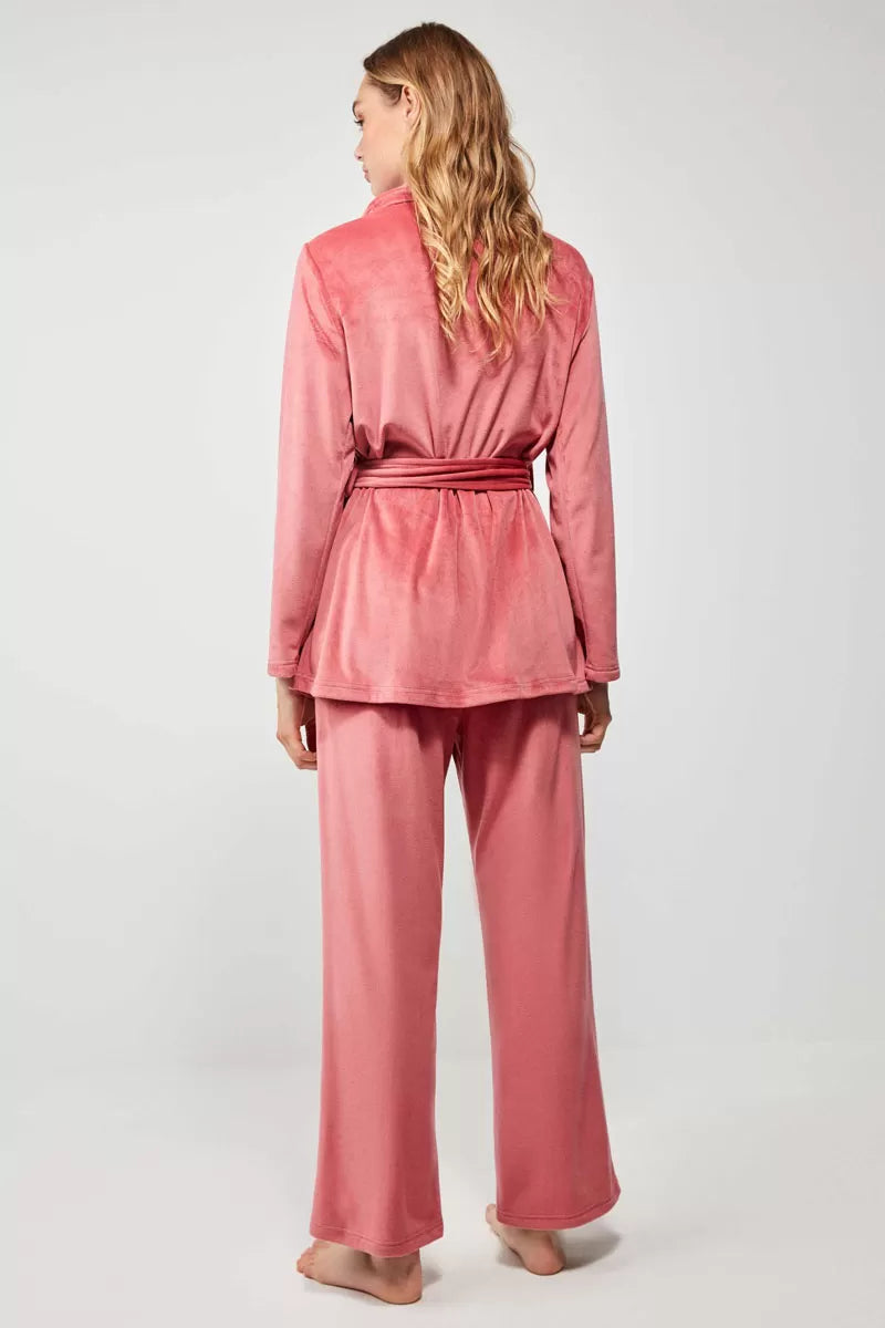 CONJUNTO DE BATA Y PANTALÓN TERCIOPELO MUJER BASIC