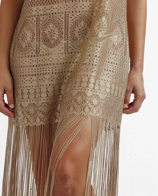 VESTIDO PLAYERO CALADO FLECOS SHINY