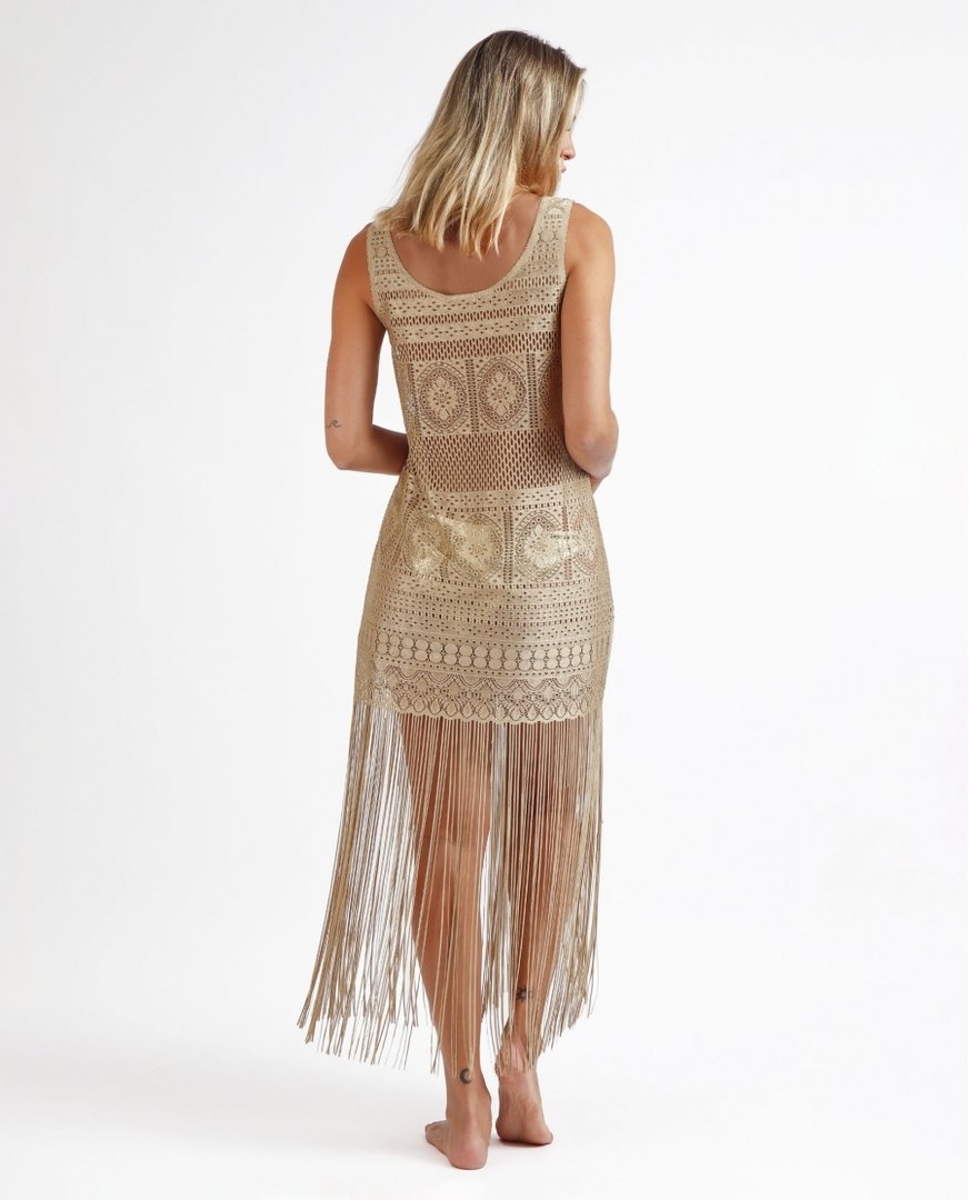 VESTIDO PLAYERO CALADO FLECOS SHINY