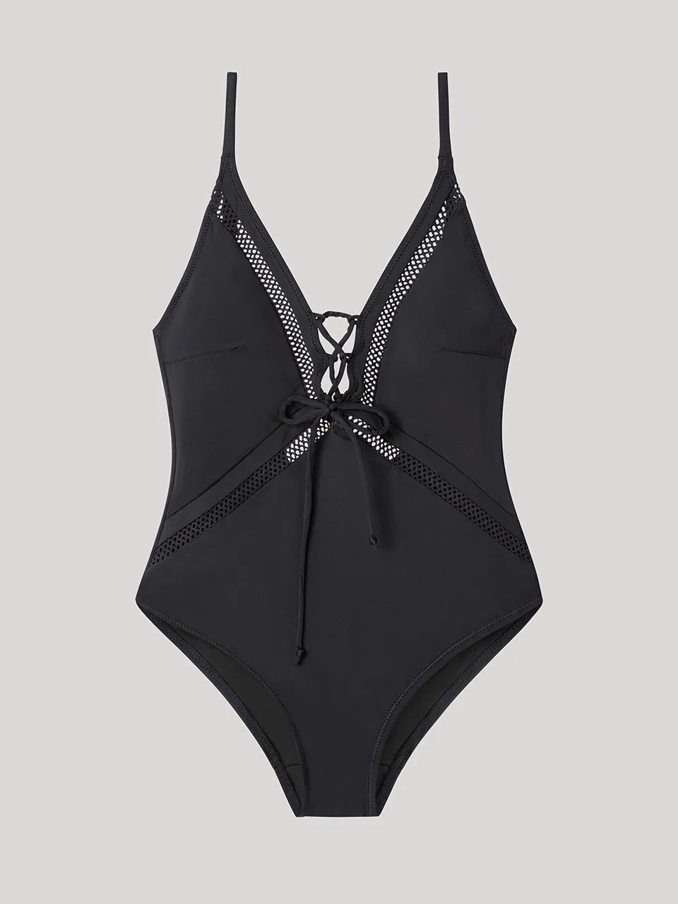 BAÑADOR LISO ESCOTE PROFUNDO NEGRO