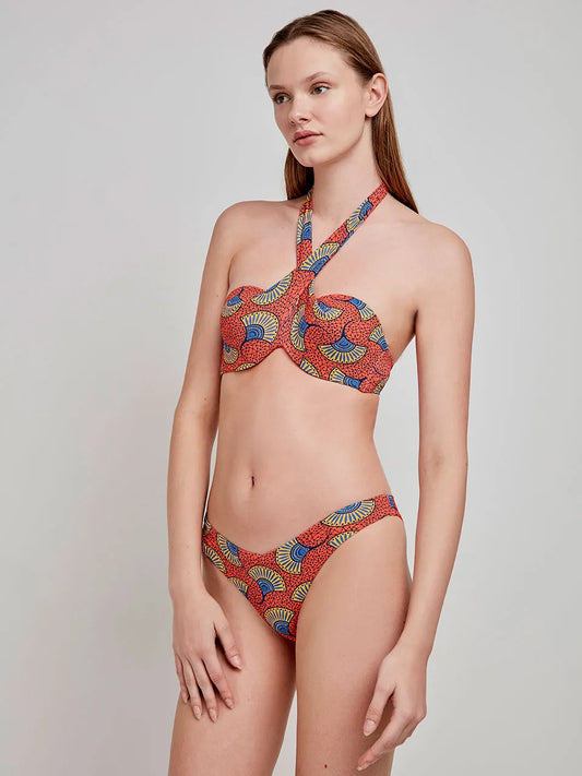 BIKINI MULTIPOSICION ANUDADO AL CUELLO ESTAMPADO TRIBAL