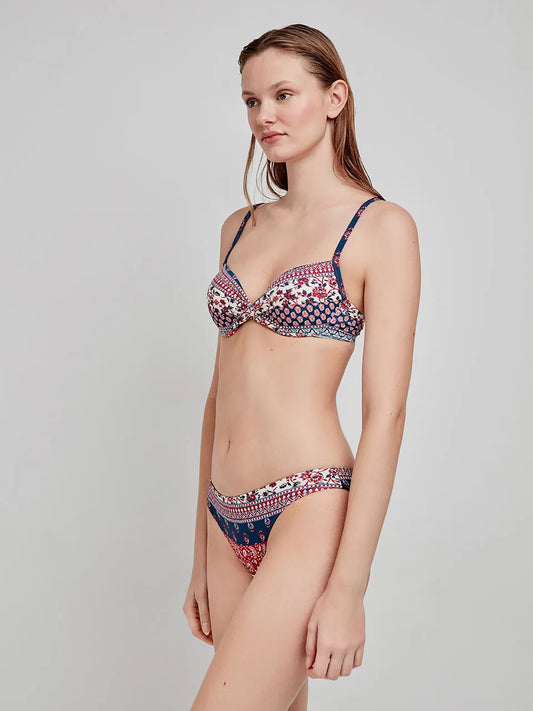 BIKINI CON ARO Y FOAM BRAGA REVERSIBLE ESTAMPADO ETNICO