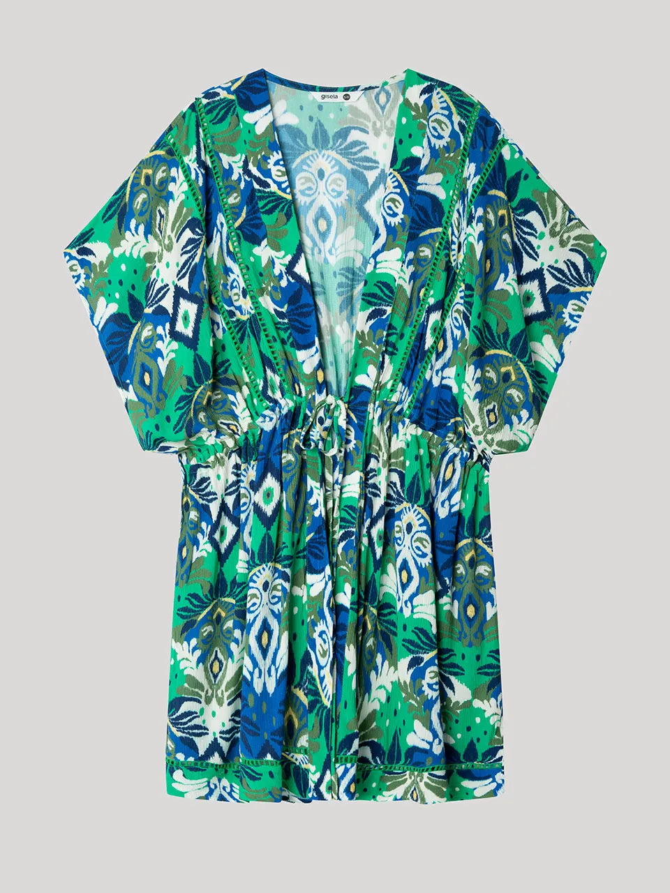 KAFTAN PLAYERO CORTO TEJIDO ESTAMPADO