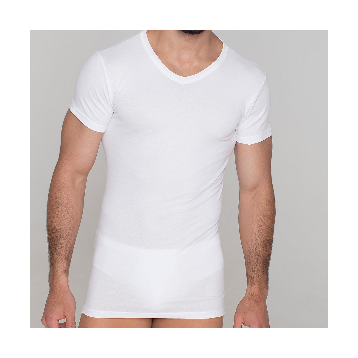 CAMISETA MANGA CORTA ELÁSTICA CUELLO PICO