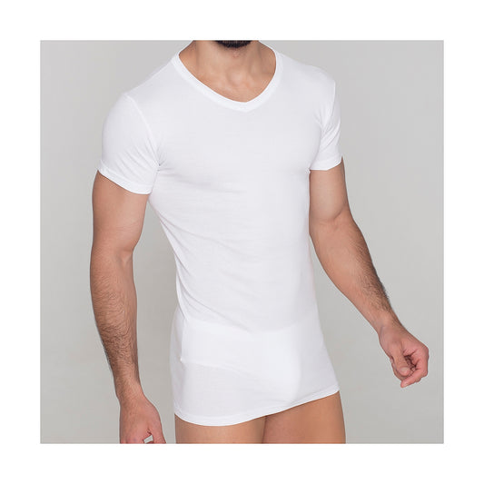 CAMISETA MANGA CORTA ELÁSTICA CUELLO PICO