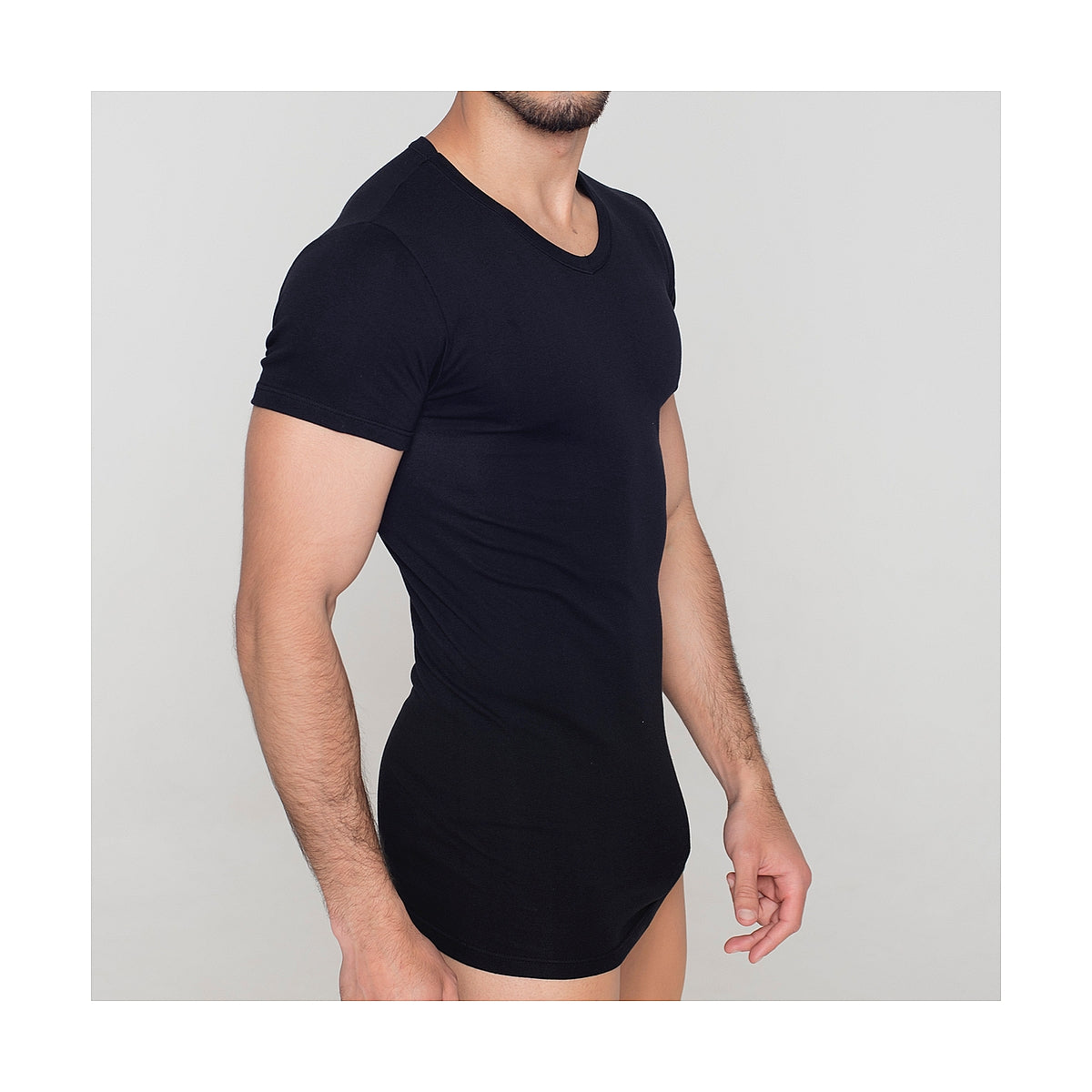 CAMISETA MANGA CORTA ELÁSTICA CUELLO PICO