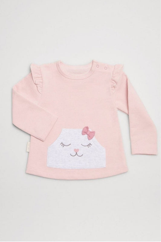 CONJUNTO 2 PIEZAS BEBÉ NIÑA GATITO Y ROSAS