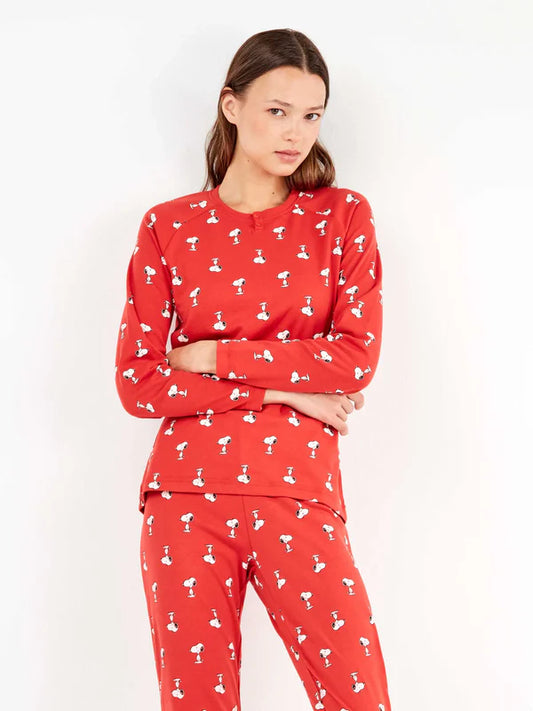 PIJAMA MANGA LARGA MUJER MICRO ESTAMPADO SNOOPY