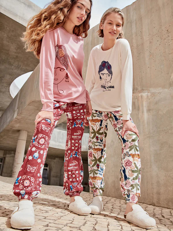 PIJAMA MANGA LARGA MUJER VIVA LA VIDA FRIDA KAHLO