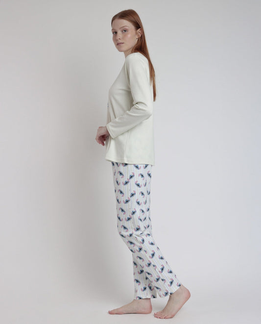 PIJAMA MANGA LARGA MUJER STITCH MENTA