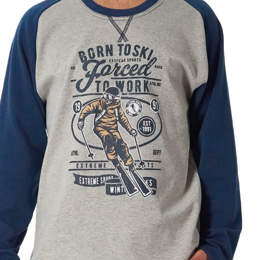 PIJAMA MANGA LARGA HOMBRE TEJIDO AFELPADO FORCED TO WORK