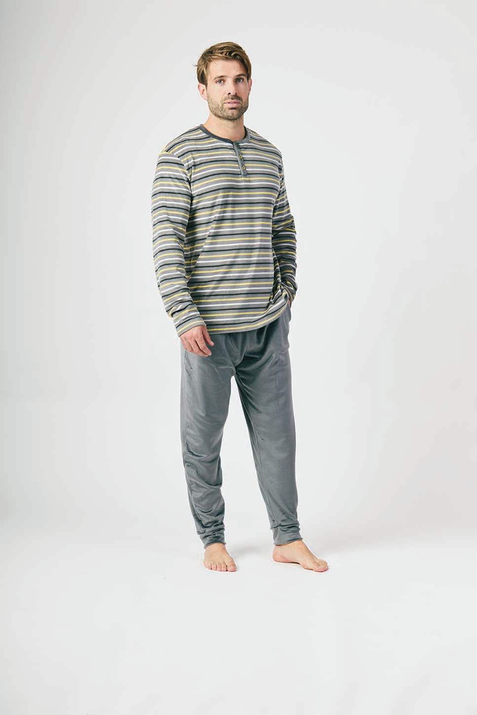 PIJAMA MANGA LARGA AFELPADO HOMBRE YELLOW STRIPES