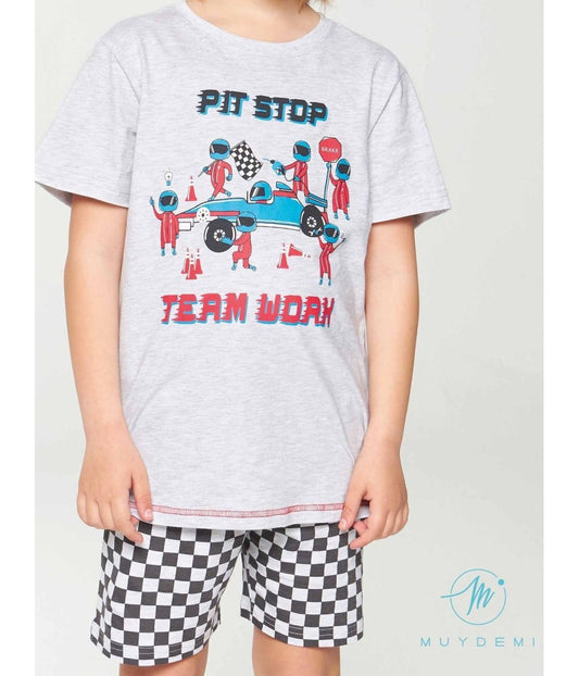 PIJAMA INFANTIL MANGA CORTA NIÑO PIT STOP