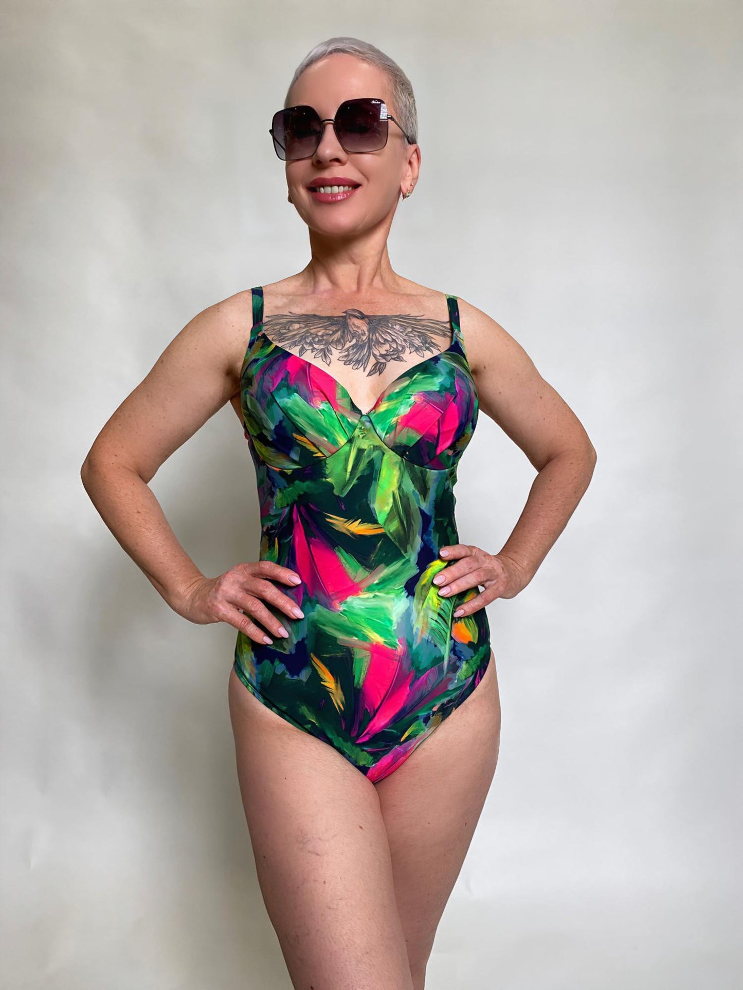 BAÑADOR CON ARO LIENZO TROPICAL