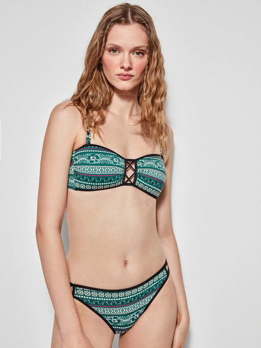 BIKINI BANDEAU SIN ARO GEOMETRIC FLOWERS