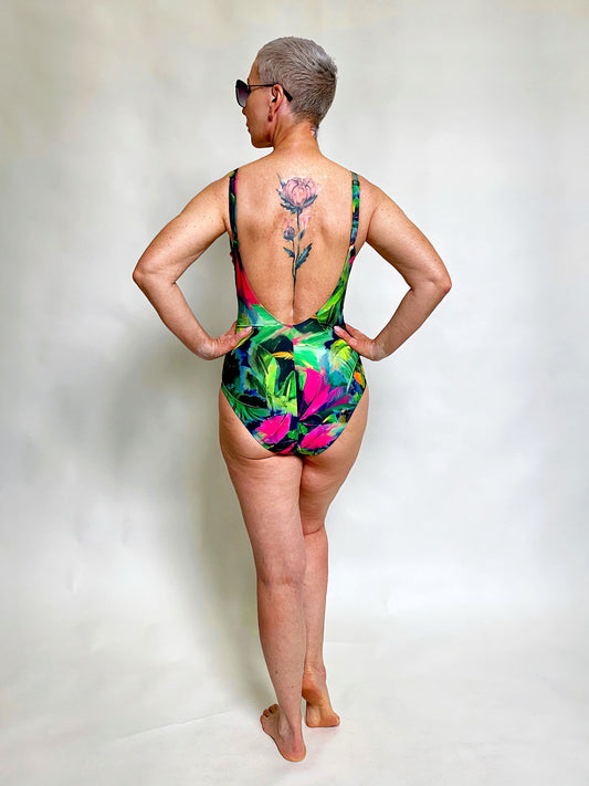 BAÑADOR CON ARO LIENZO TROPICAL